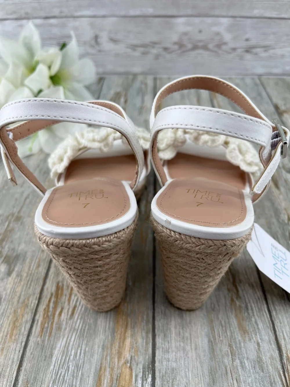 Macrame Flower Espadrille Wedge Sandals Shoes Size 7